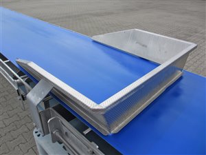 rvs transportband met knik 800 x 6000+2000 mm